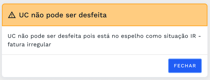 Caixa de diálogo com o alerta