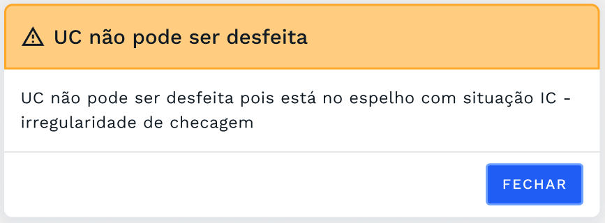 Caixa de diálogo com o alerta