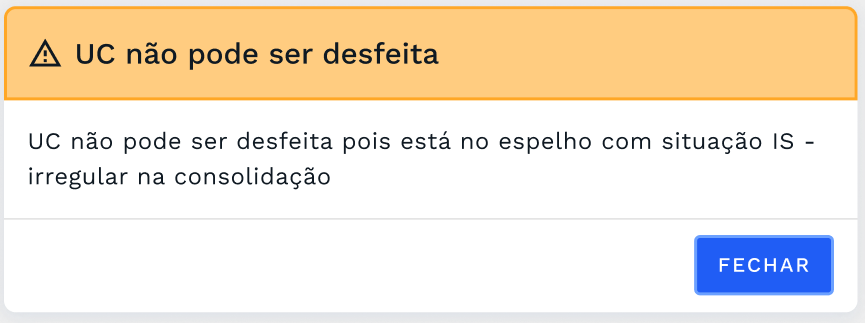 Caixa de diálogo com o alerta