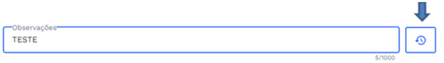 Botão de Histórico de observações ao lado do campo Observações