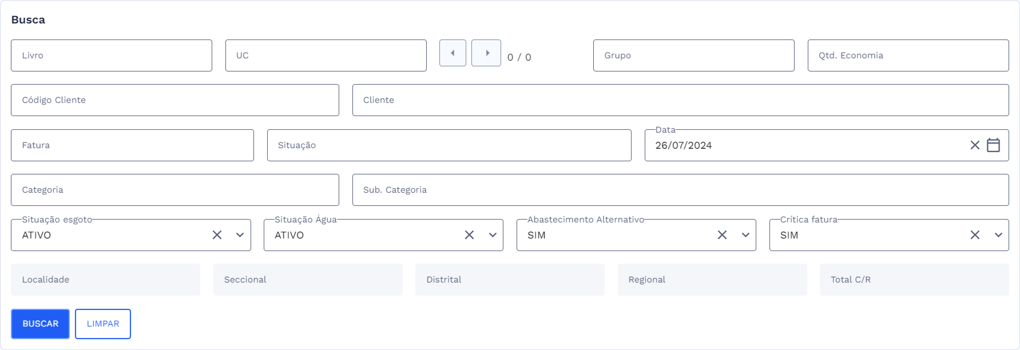 Busca - Após entrada de dados