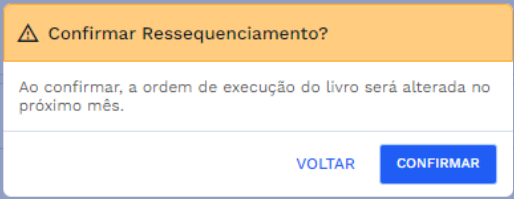 Janela para confirmação do ressequenciamento
