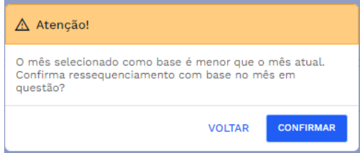 Janela para confirmação do ressequenciamento