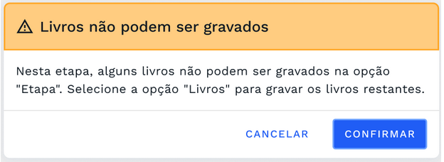 Caixa de diálogo com o alerta