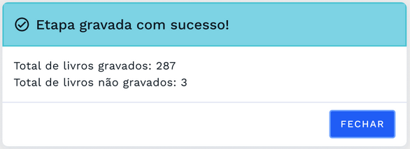 Caixa de diálogo de sucesso