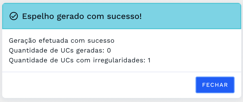 Caixa de diálogo de sucesso