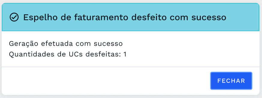 Caixa de diálogo de sucesso