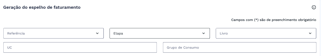 Estrutura com os campos de preenchimento