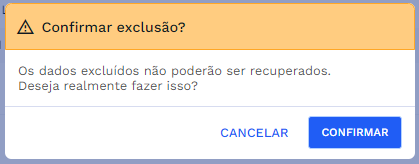 Alerta de exclusão
