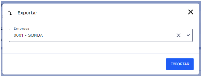 Modal para exportação
