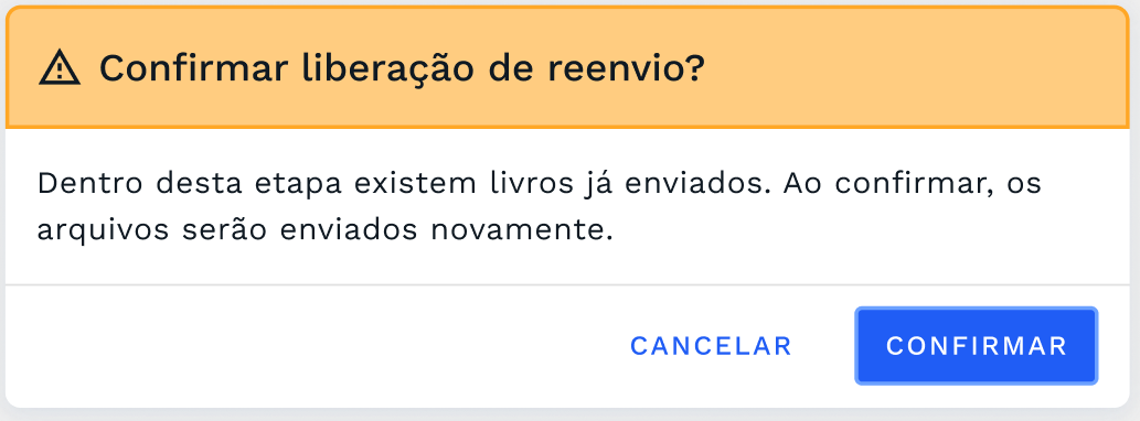 Janela para confirmação do envio de carga de leitura