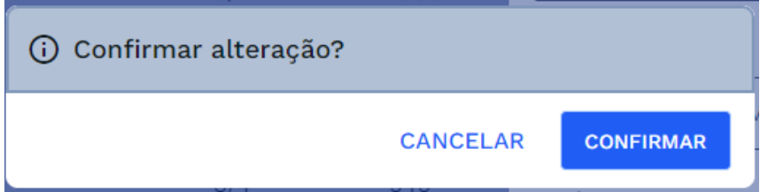 Janela para confirmação de alteração