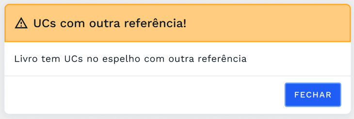 Caixa de diálogo com o alerta
