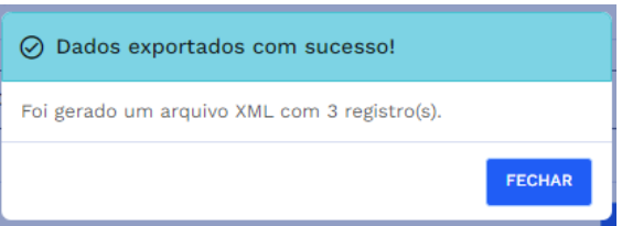 Caixa de diálogo de sucesso