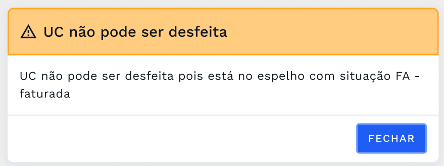 Caixa de diálogo com o alerta